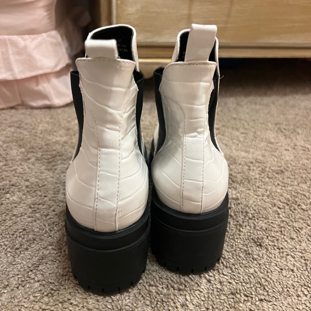 White and black Chelsea boot